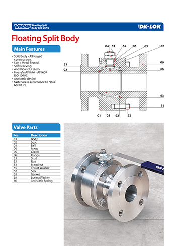 catalog page of floating split body ball valve vbsf