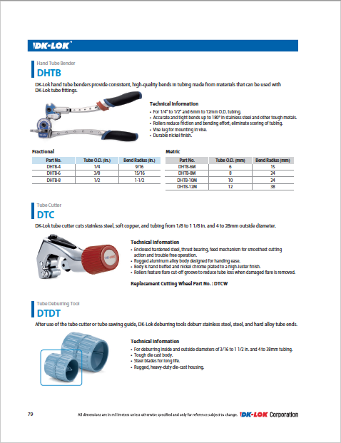 catalog page for tubing installation tools